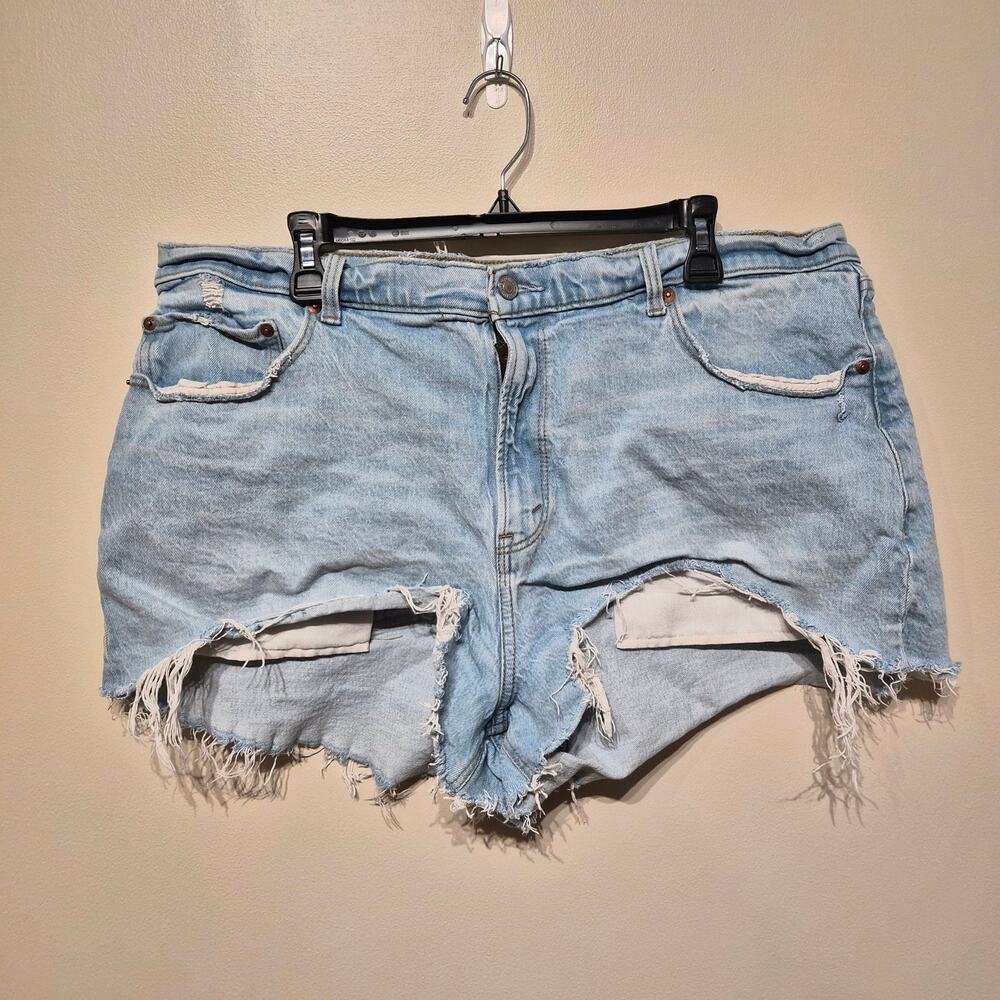 Abercrombie & Fitch the Mom Short High Rise 34 18 Denim Jean Shorts